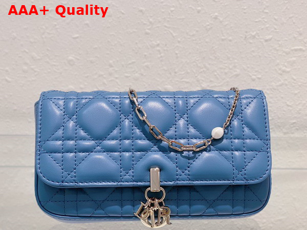 Dior Lady Dior Phone Pouch Cloud Blue Cannage Lambskin Replica