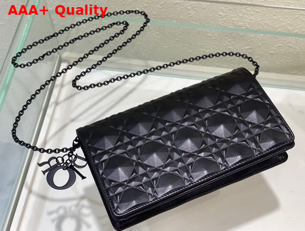 Dior Lady Dior Pouch Black Cannage Calfskin with Diamond Motif Replica