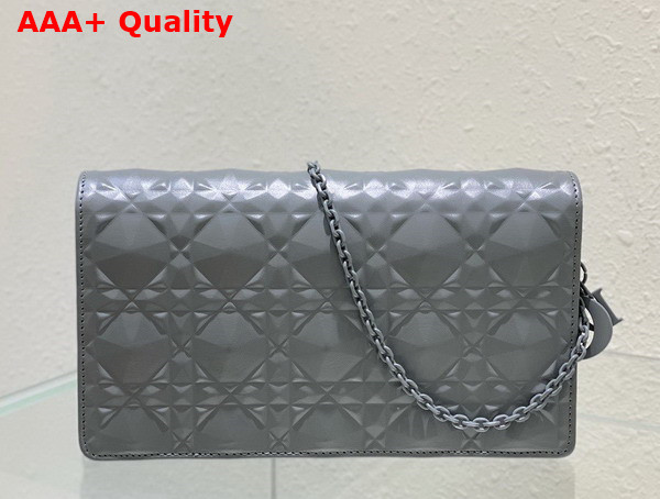 Dior Lady Dior Pouch Gray Cannage Calfskin with Diamond Motif Replica