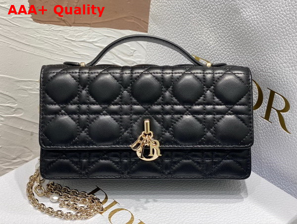 Dior Lady Dior Top Handle Clutch Black Cannage Lambskin Replica