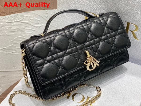 Dior Lady Dior Top Handle Clutch Black Cannage Lambskin Replica