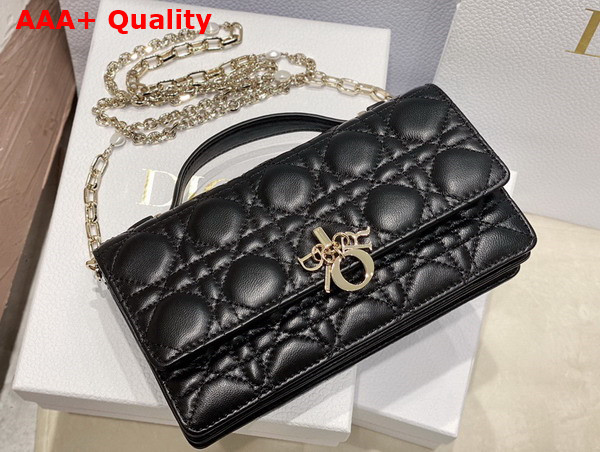 Dior Lady Dior Top Handle Clutch Black Cannage Lambskin Replica