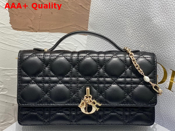 Dior Lady Dior Top Handle Clutch Black Cannage Lambskin Replica