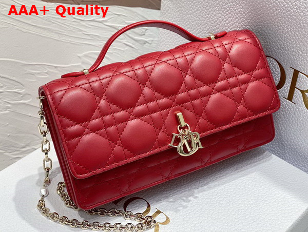 Dior Lady Dior Top Handle Clutch Red Cannage Lambskin Replica