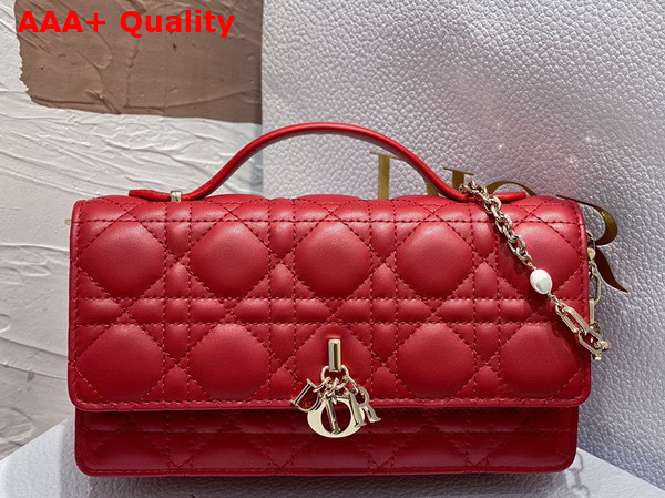 Dior Lady Dior Top Handle Clutch Red Cannage Lambskin Replica