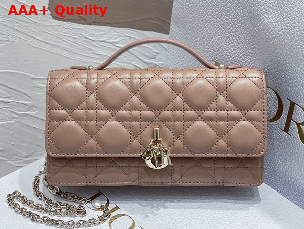 Dior Lady Dior Top Handle Clutch Rose Des Vents Cannage Lambskin Replica