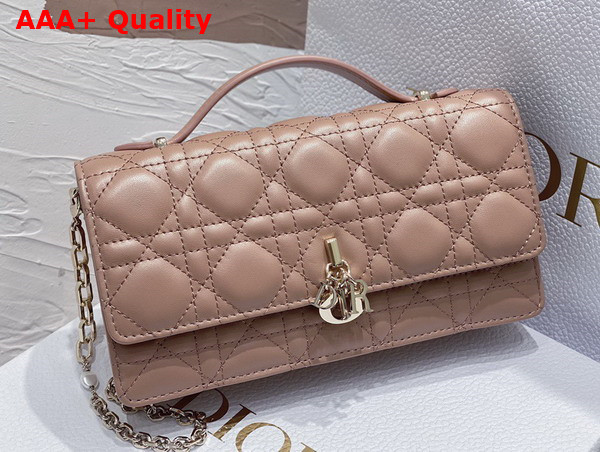 Dior Lady Dior Top Handle Clutch Rose Des Vents Cannage Lambskin Replica