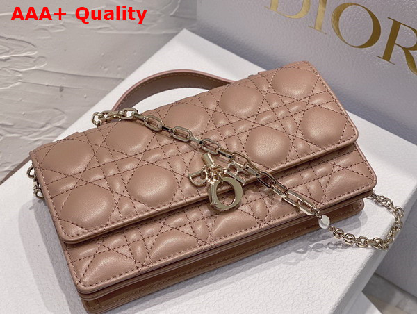 Dior Lady Dior Top Handle Clutch Rose Des Vents Cannage Lambskin Replica