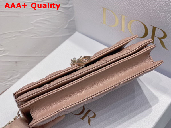 Dior Lady Dior Top Handle Clutch Rose Des Vents Cannage Lambskin Replica