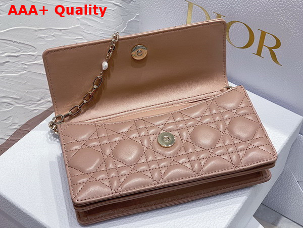 Dior Lady Dior Top Handle Clutch Rose Des Vents Cannage Lambskin Replica