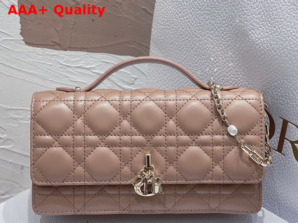 Dior Lady Dior Top Handle Clutch Rose Des Vents Cannage Lambskin Replica