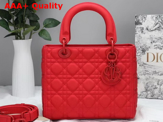 Dior Lady Dior Ultra Matte Bag in Matte Red Cannage Calfskin Replica