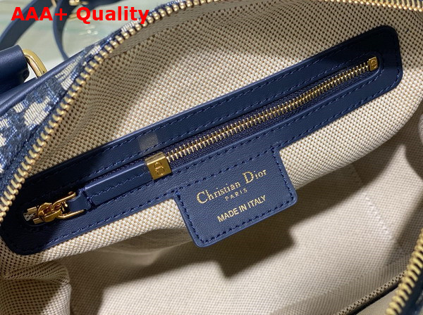 Dior Large D Vibe Bowling Bag Blue Dior Oblique Jacquard Replica