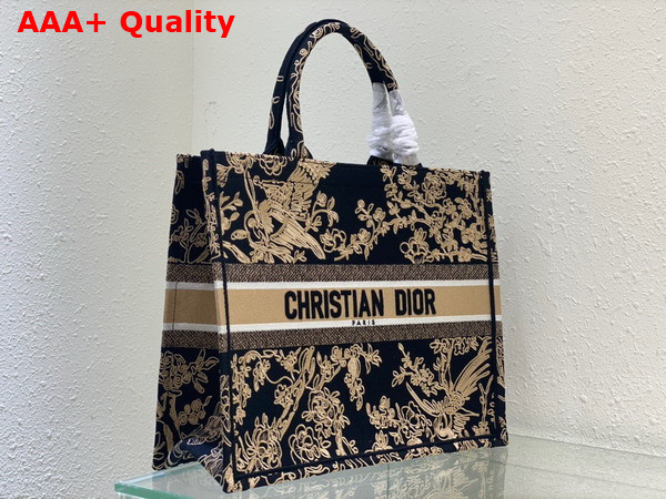 Dior Large Dior Book Tote Black Multicolor Cornely Effect Dior Jardin D Hiver Embroidery Replica