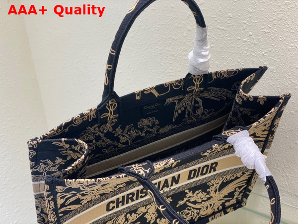 Dior Large Dior Book Tote Black Multicolor Cornely Effect Dior Jardin D Hiver Embroidery Replica