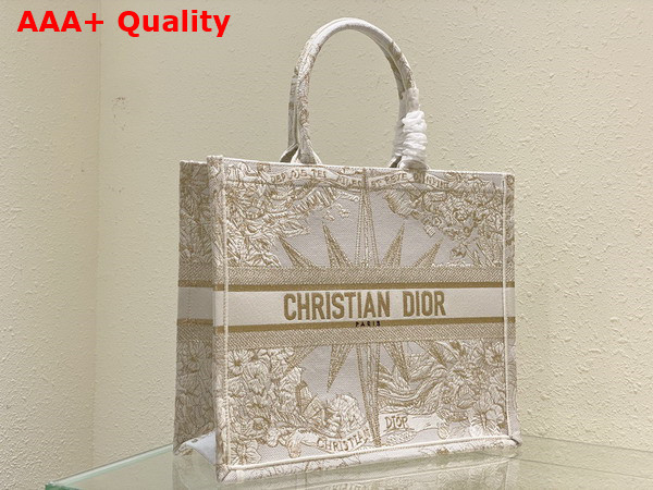 Dior Large Dior Book Tote Dior Reve D Infini Embroidery with Gold Tone Metallic Thread Replica