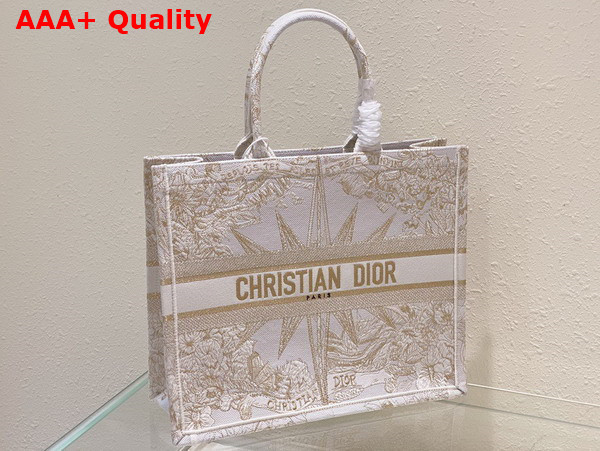 Dior Large Dior Book Tote Dior Reve D Infini Embroidery with Gold Tone Metallic Thread Replica