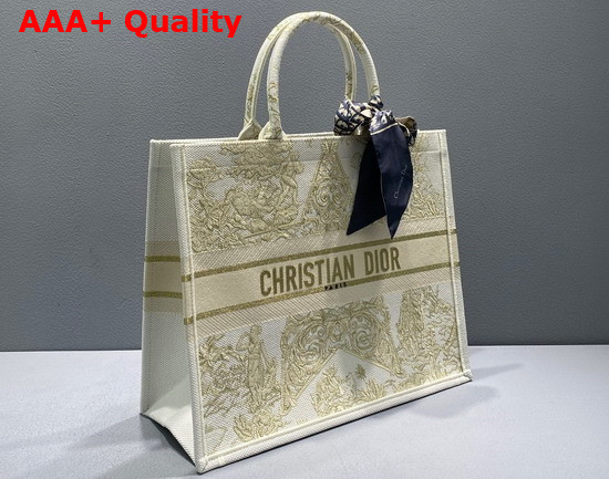 Dior Large Dior Book Tote Gold Tone Dior Around The World Stella Embroidery Replica