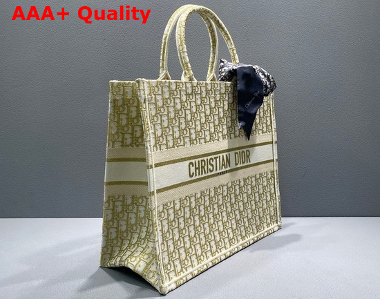 Dior Large Dior Book Tote Gold Tone Dior Oblique Embroidery Replica