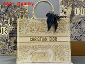 Dior Large Dior Book Tote Gold Tone Toile de Jouy Embroidery Replica