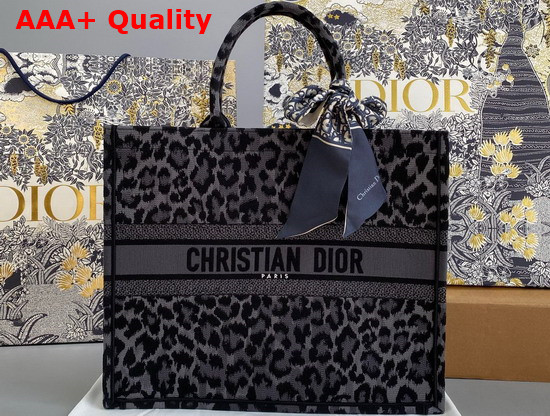 Dior Large Dior Book Tote Gray Mizza Embroidery Replica