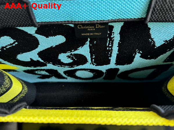 Dior Large Dior Book Tote Two Tone Green and Blue Miss Dior Graffiti Embroidery Replica