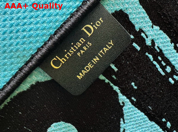 Dior Large Dior Book Tote Two Tone Green and Blue Miss Dior Graffiti Embroidery Replica