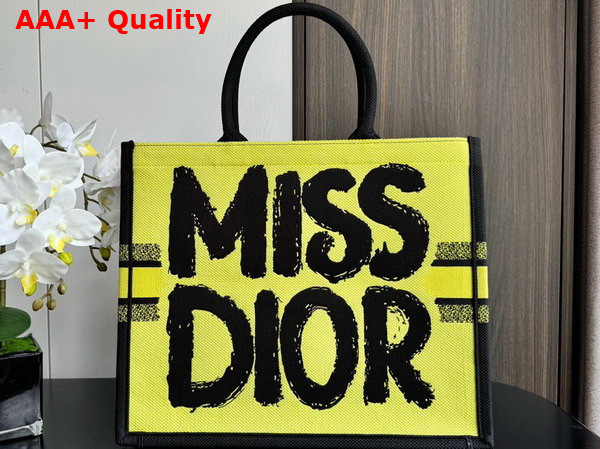 Dior Large Dior Book Tote Two Tone Green and Blue Miss Dior Graffiti Embroidery Replica