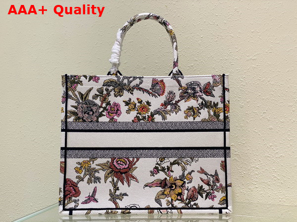 Dior Large Dior Book Tote White Multicolor Dior Jardin Botanique Embroidery Replica