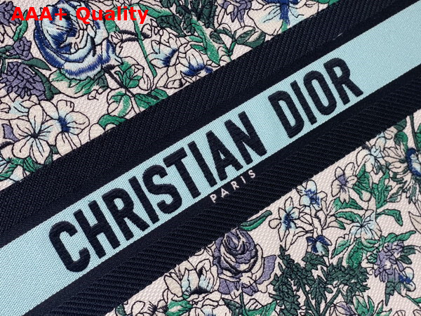 Dior Large Dior Book Tote White Multicolor Flowers Constellation Embroidery Replica