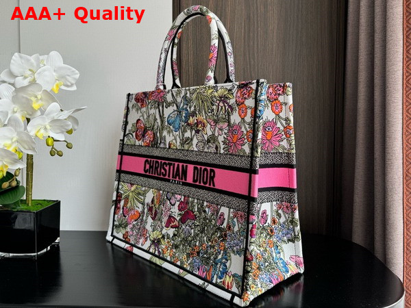 Dior Large Dior Book Tote White Multicolor Mexico Millefiori Embroidery Replica