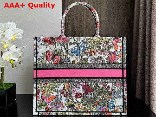 Dior Large Dior Book Tote White Multicolor Mexico Millefiori Embroidery Replica