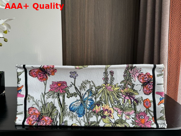 Dior Large Dior Book Tote White Multicolor Mexico Millefiori Embroidery Replica