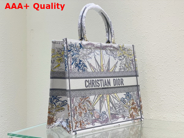 Dior Large Dior Book Tote White Multicolor Reve D Infini Embroidery Replica