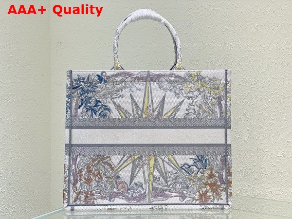 Dior Large Dior Book Tote White Multicolor Reve D Infini Embroidery Replica