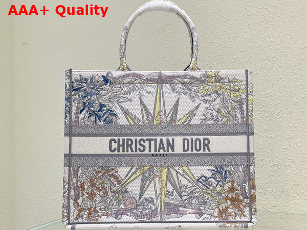 Dior Large Dior Book Tote White Multicolor Reve D Infini Embroidery Replica