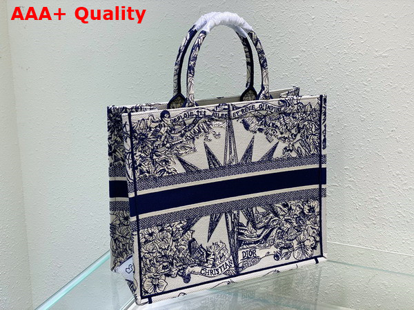 Dior Large Dior Book Tote White and Blue Reve d Infini Embroidery Replica