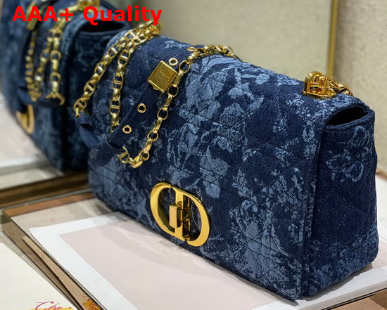 Dior Large Dior Caro Bag Blue Dior Flowers Cannage Denim Replica