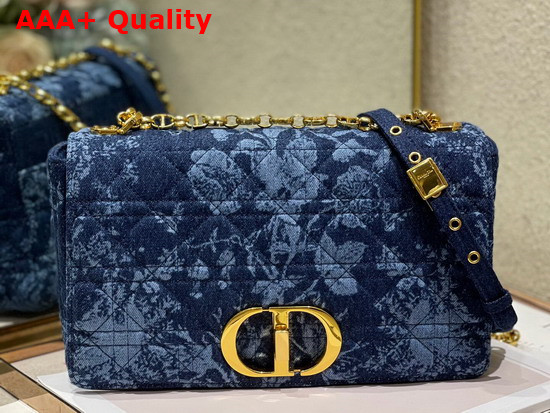 Dior Large Dior Caro Bag Blue Dior Flowers Cannage Denim Replica