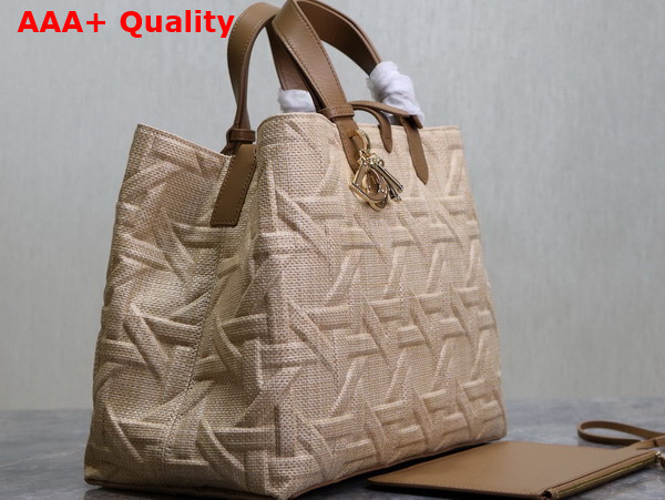 Dior Large Dior Toujours Bag in Beige Graphic Cannage Raffia Replica