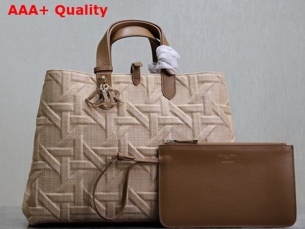 Dior Large Dior Toujours Bag in Beige Graphic Cannage Raffia Replica