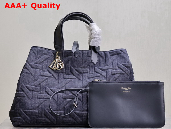 Dior Large Dior Toujours Bag in Blue Graphic Cannage Denim Replica