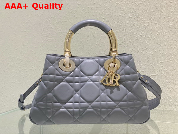 Dior Large Lady 95 22 Bag Cloud Blue Cannage Calfskin with Gold Metal Replica