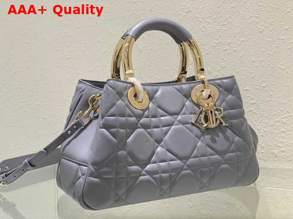 Dior Large Lady 95 22 Bag Cloud Blue Cannage Calfskin with Gold Metal Replica