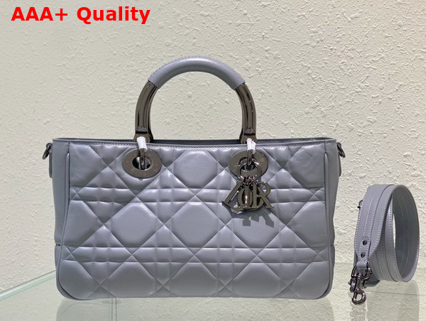 Dior Large Lady 95 22 Bag Cloud Blue Cannage Calfskin with Gun Metal Replica