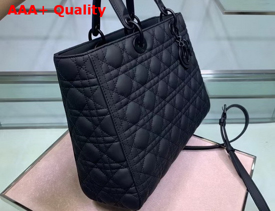 Dior Large Lady Dior Bag Black Ultramatte Calfskin Replica