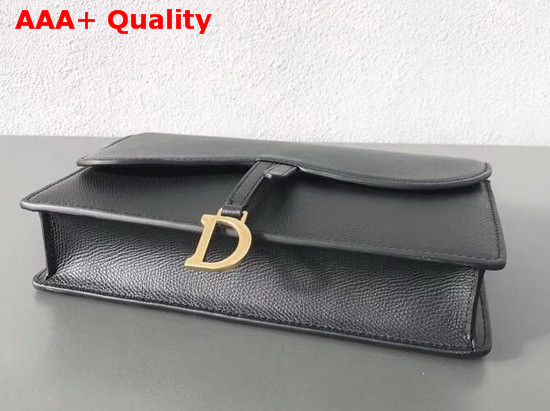 Dior Large Saddle Wallet on Chain Clutch in Black Calfskin Leather Replica