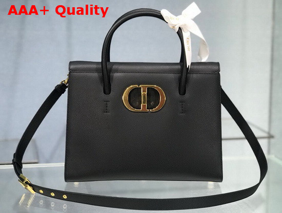 Dior Large St Honore Tote Black Grained Calfskin Replica