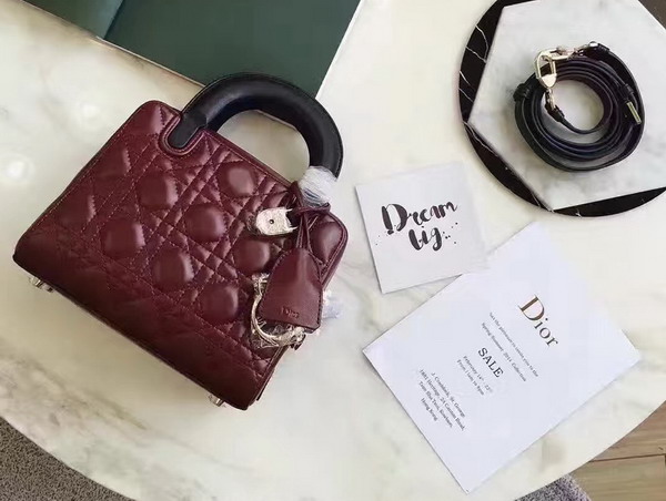 Dior Lily Bag in Two Tone Red and Sapphire Blue Cannage Lambskin for Sale