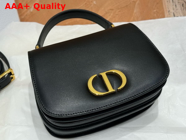 Dior Medium 30 Montaigne Avenue Top Handle Bag Black Ribbed Calfskin Replica